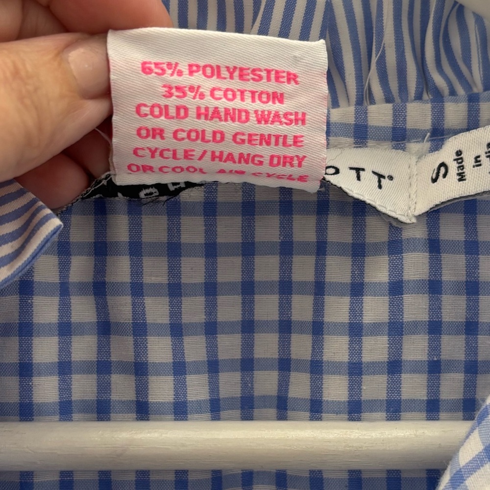 ✨Gretchen Scott Designs✨ Light Blue Striped Tiered Shirt Dress - Picture 5 of 15
